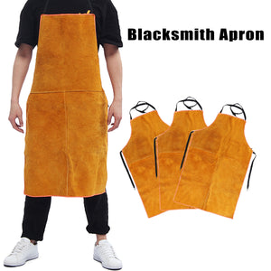 Full Cowhide Leather Electric Welding Apron Bib Blacksmith Apron Yellow Electric welding Safety Clothing