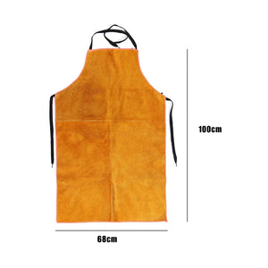 Full Cowhide Leather Electric Welding Apron Bib Blacksmith Apron Yellow Electric welding Safety Clothing